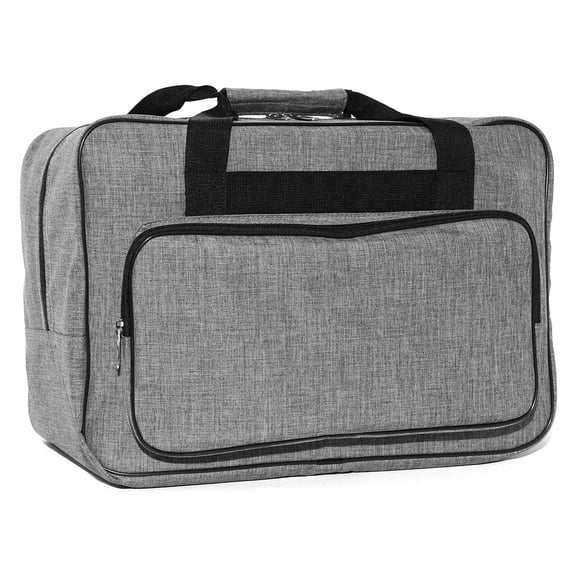 Bright Creations Sewing Machine Case - 18.1 x 9.4 x 12.2 In Gray Polyester - Hard Side Travel Tote & Organizer - Padded Handle & Shoulder Strap - Universal Fit for Most Standard Machines