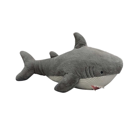 Gray Shark Plush Toy, Colorful / Vibrant Design Stuffed Doll With Embroidery, Comfortable & Decorative For All Ages As Gift