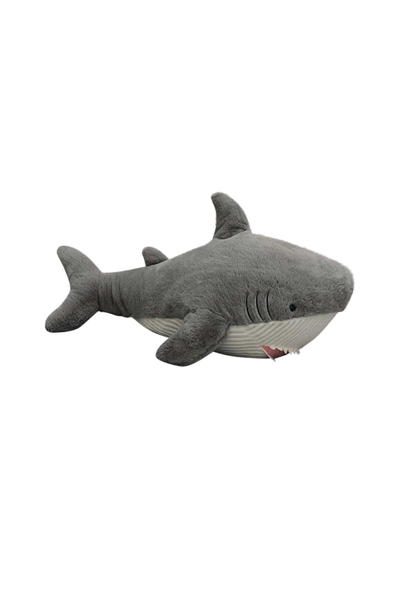 Gray Shark Plush Toy, Colorful / Vibrant Design Stuffed Doll With Embroidery, Comfortable & Decorative For All Ages As Gift