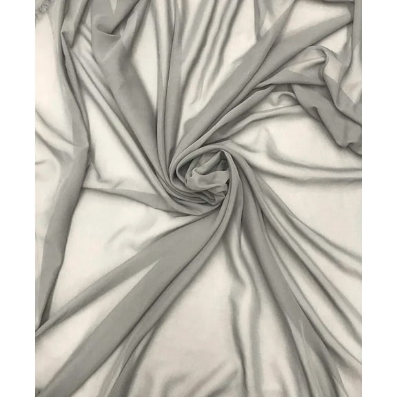 Gray Sheer High Multi Chiffon Solid Fabric, 100% Polyester 58" Wide