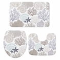 thumbnail image 1 of Gray Shell Coral Bath Mat 3 Piece Bathroom Rug Set, Coastal Summer Beach Nautical Ocean Non Slip Bath Rug Contour Mat and Toilet Lid Cover, Absorbent Shower Mats Soft Bath Rugs and Mats Sets, 1 of 8