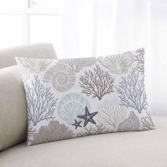 Gray Shell Coral King Size Pillow Cover, Pillowcase Protectors with Zipper, Breathable Decorative Throw Pillow Case Cover, Coastal Summer Beach Nautical Ocean Pillow Shams for Couch Sofa 20x36Inch