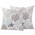 thumbnail image 1 of Gray Shell Coral Outdoor Waterproof Pillow Covers, Coastal Summer Beach Nautical Ocean Decorative Square Throw Pillowcase Sofa Cushion Sham for Patio/Couch/Chair, 18"x18" 2 Pack, 1 of 8