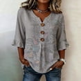 thumbnail image 1 of Gray Shirts for Womens 3/4 Sleeve Fall Slim Fit Basic Shirt Layer for Office, 1 of 4