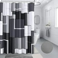 thumbnail image 1 of Gray Shower Curtain Set Grey Shower Curtain for Bathroom Slub Fabric Modern Gray Shower Curtain Geometric Bath Curtains Decorative Gray Shower Curtain Set with Hooks Water Repellent, 72x72, Dark Grey, 1 of 6