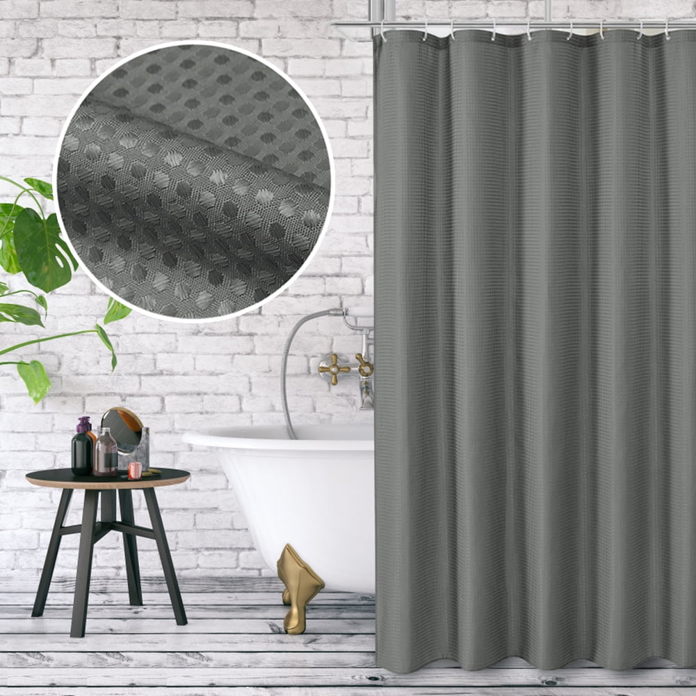 Gray Shower Curtain - Waffle Weave Textured Fabric Shower Curtains for ...