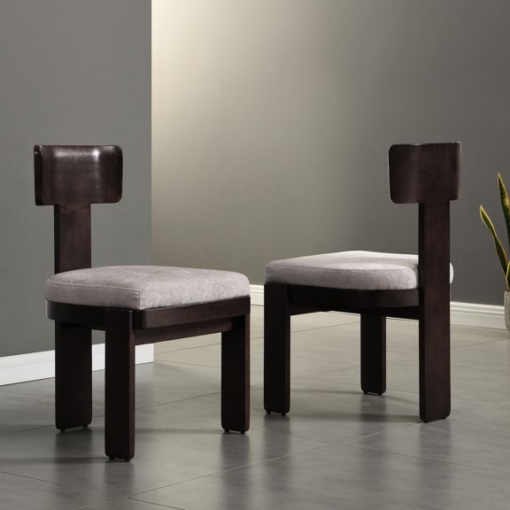 Gray Side Chairs with Rubber Wood Legs, Comfort & Style Blend / Fit Well in Different Home Scenes