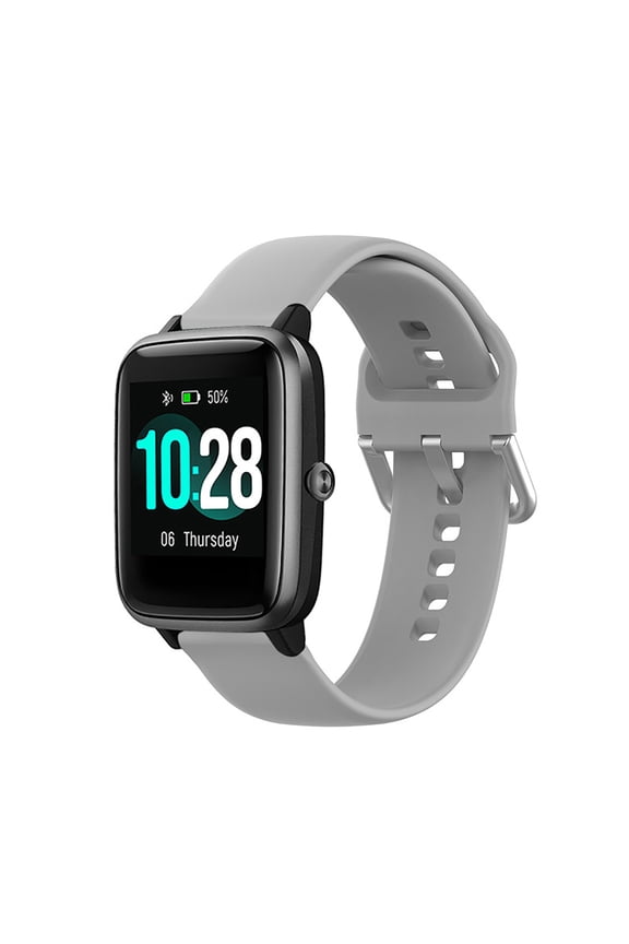 Gray Silicone Sport Watch Band Compatible with ID205L Smartwatch 19mm Sweat-Proof Breathable Durable Quick-Release Replacement Strap Accessory G
