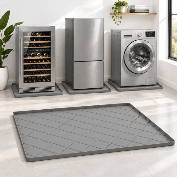 Gray Silicone Washer and Dryer Drain Pan, 32