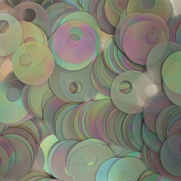 Gray Silver Sequins 20mm Large Hole Semi Frost Rainbow Made in USA