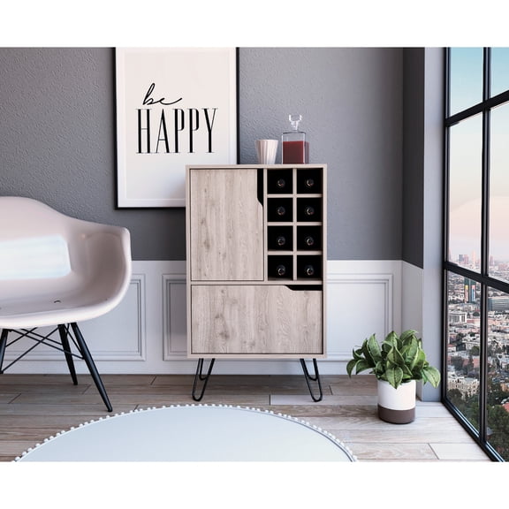 Gray Single Door L Bar Cabinet | Functional Storage in Primary Living Space | High - Quality Pine and Particle Board Materials | Easy Assembly with Clear Step - by - Step Guides