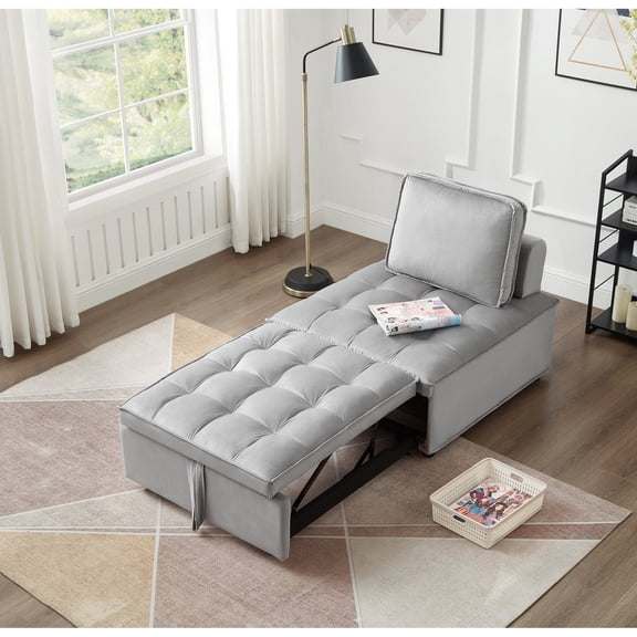 Gray Single Seater Sofa Bed / Quick and Simple Assembly