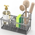 thumbnail image 1 of Gray Sink Caddy Organizer with High Brush Holder & Sponge Holder304 Rustproof Stainless Steel Kitchen Countertop Soap Dispenser Storage Modern Gray Kitchen Decor & Accessories, 1 of 6
