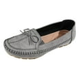 thumbnail image 1 of Bowknot Suede Loafers for Women Slip On Flats Comfortable Business Dressy Casual Non Slip Work Walking Shoes Gray Size 8, 1 of 7