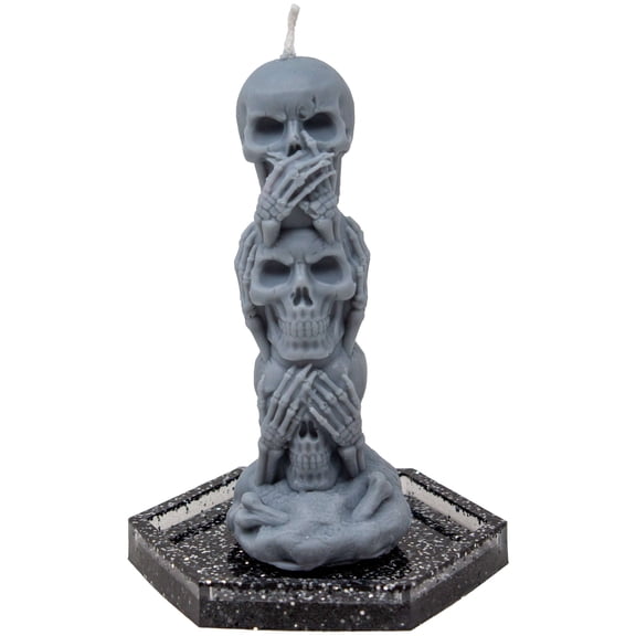 Gray Skull Pillar Halloween Candle