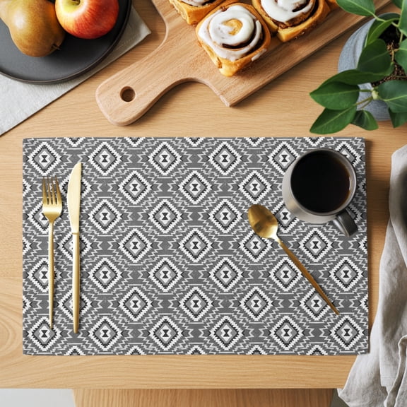 Gray Slate Diamonds Placemats Set of 1, Abstract Vintage Minimalist Geometric Grid Non-Slip Place Mats Washable Table Mats for Kitchen Dining Table Decorations Indoor/Outdoor