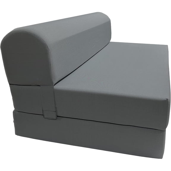 Gray Sleeper Chair Folding Bed, Convertible Studio Sofa Bed for Guest Rooms and Apartments, High-Density Foam, 72 x 48 x 6 in