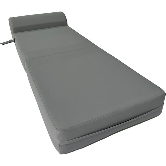 Gray Sleeper Chair Folding Foam Beds, Portable Studio Sofa Guest Bed, 6 x 24 x 70