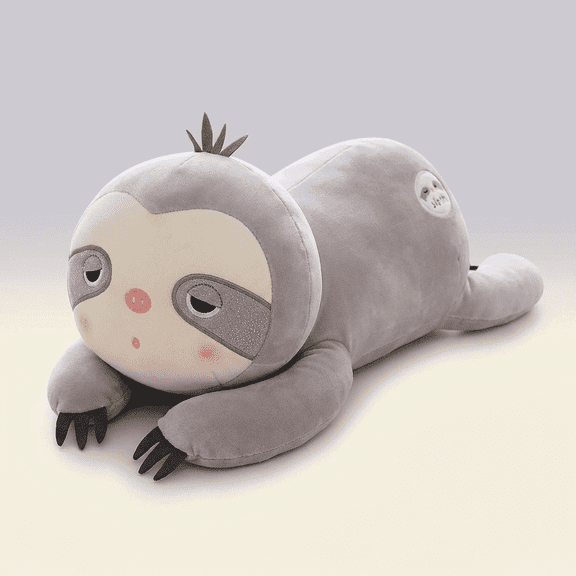 Gray Sloth Plush Pillow, 22in Soft Cuddle Pillow, Cute Decorative Pillow for Bedroom, Living Room and Office
