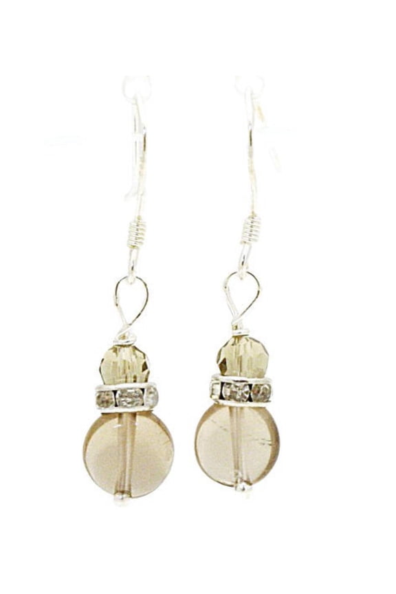 Gray Smoky Quartz Gemstone Drop Earrings
