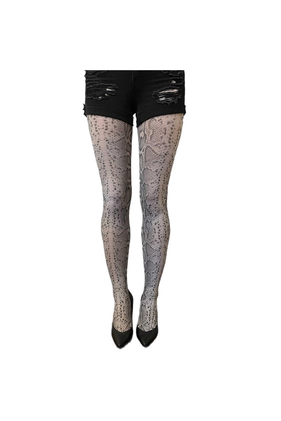 Gray Snake Patterned Tights For Women Malka Chic