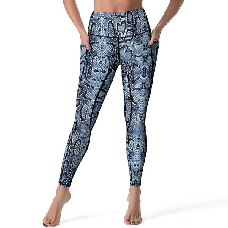 Gray Snakeskin Yoga Pants With Pockets Vintage Print Leggings Sexy Push Up Retro Yoga Sports Tights Stretch Work Out Leggins Walmart