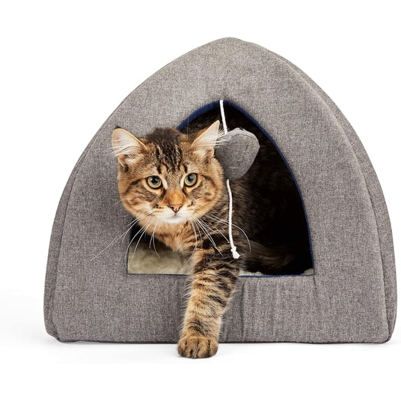 Gray Snooze Fest Igloo Hooded Cat Bed 16" L X 16" W X 14" H