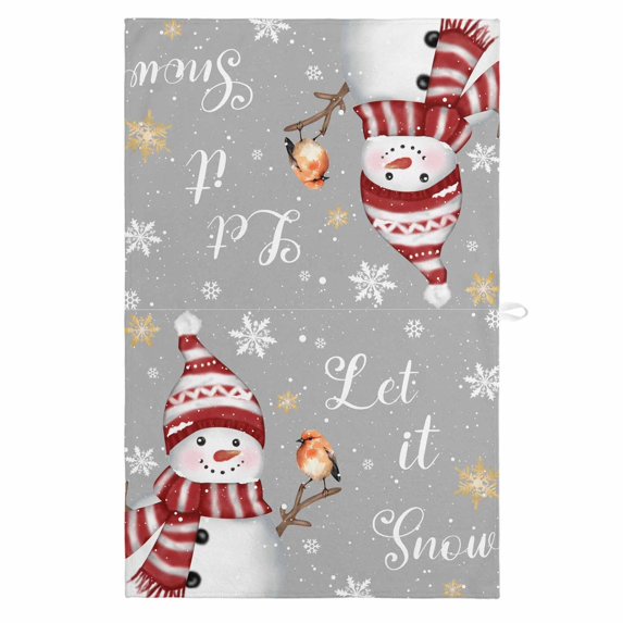 Gray Snowman Christmas 1 Pack Kitchen Towel, Water Absorbent Dish Towel, Xmas Snowflake Birds Decorative Hand Towels - Quick Drying Cloth for Cooking Baking, 18x28 Inch