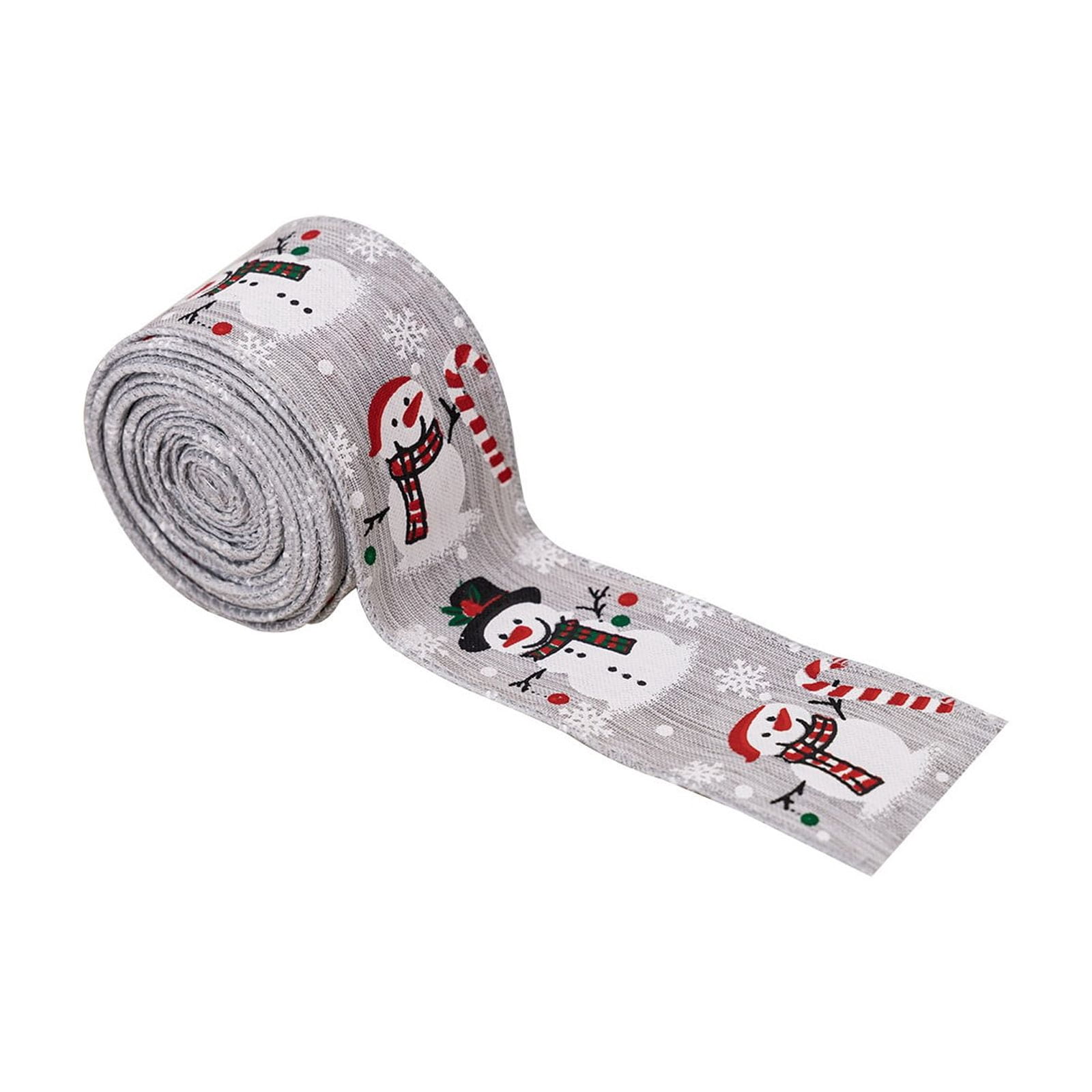 Gray Snowman Pattern Christmas Wired Ribbon, 2.5 in x 10 yd - Walmart.com