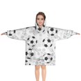 thumbnail image 1 of Gray Soccer Balls Pattern Blanket Hoodies for Kids 6-13YR Oversize Wearable Blanket Hoodies for Boys Girls Teens, 1 of 7
