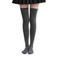thumbnail image 1 of Gray Socks 1 Pair Extra Long Solid Color Thigh High Socks Over The Knee High Boot Stockings Nylon Leg, 1 of 3
