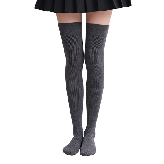 Gray Socks 1 Pair Extra Long Solid Color Thigh High Socks Over The Knee High Boot Stockings Nylon Leg