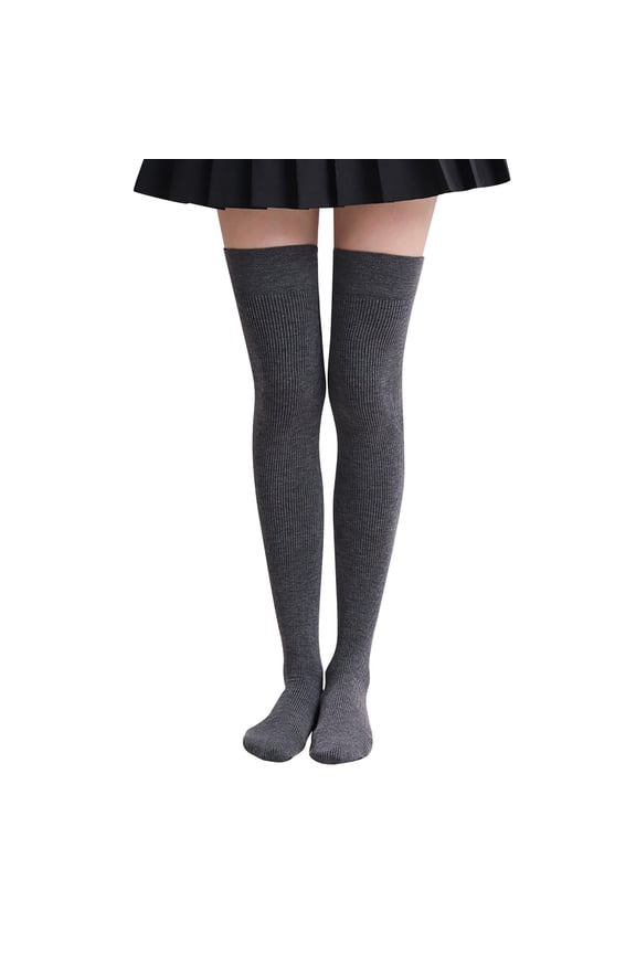 Gray Socks 1 Pair Extra Long Solid Color Thigh High Socks Over The Knee High Boot Stockings Nylon Leg