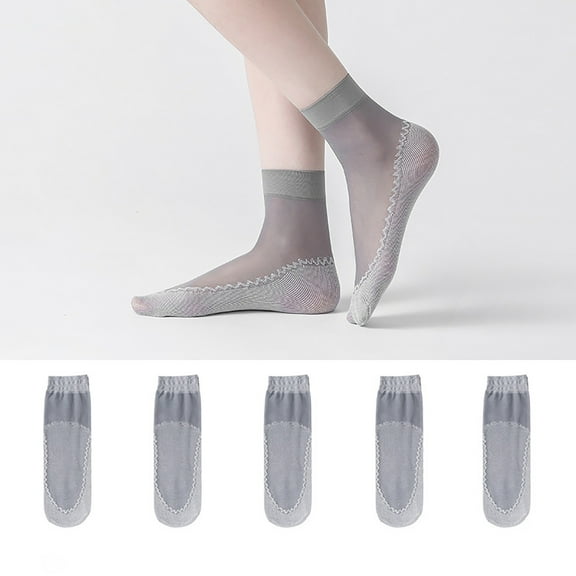 Gray Socks 10 Pack Women's Nylon Socks Ankle High Pantyhose