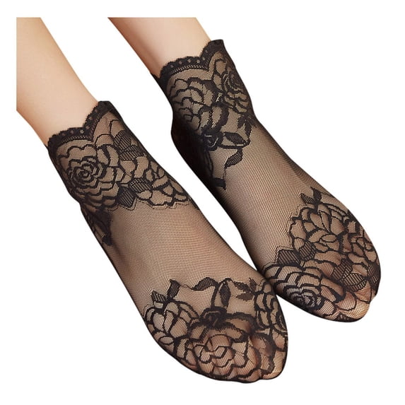 Gray Socks Fashion Women Lace Soft Elastic Transparent Sock Sheer Socks Ankle Sock Slippers