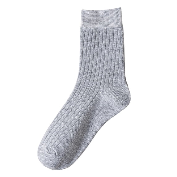 Gray Socks Solid Color Vertical Strip Socks Mid Tube Socks Classic Casual Comfort Cotton Socks