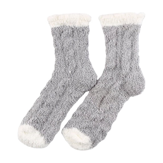 Gray Socks Warm & Cozy for Women Stocking Stuufers Fuzzy Plush Sleeping Slipper Socks Soft Warm Fabric