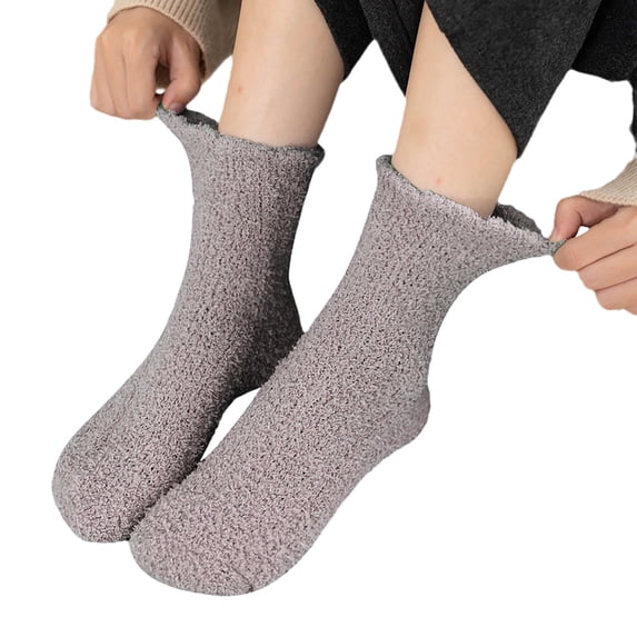 Gray Socks Warm Soft Winter Comfort Thickened Warm Sleeping Socks for Women