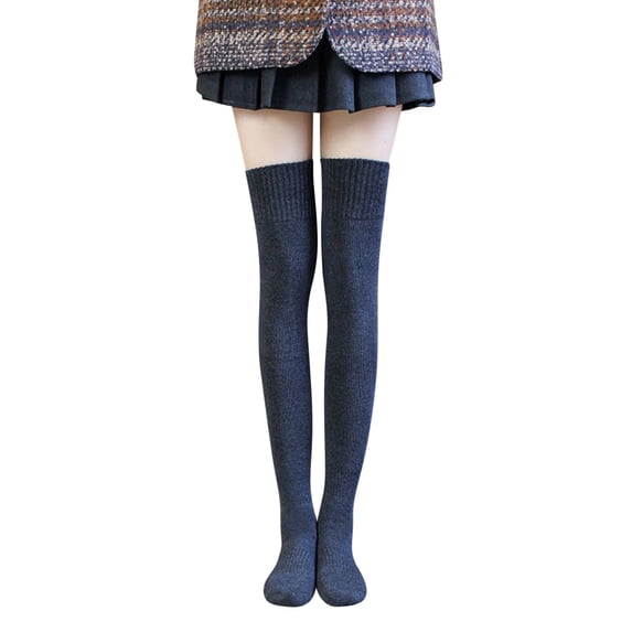 Gray Socks Women's Thickened Warm Knee Socks Thick Socks Thigh High Tube Plush Stockings