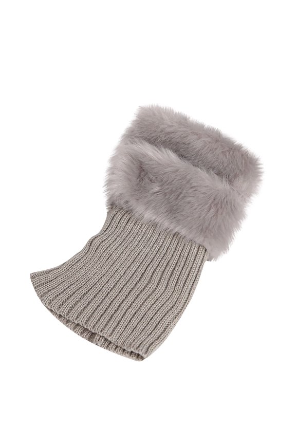 Gray Socks Womens Boot Cuffs Winter Plush Knit Leg Warmers Boot Topper Socks 2 Pairs