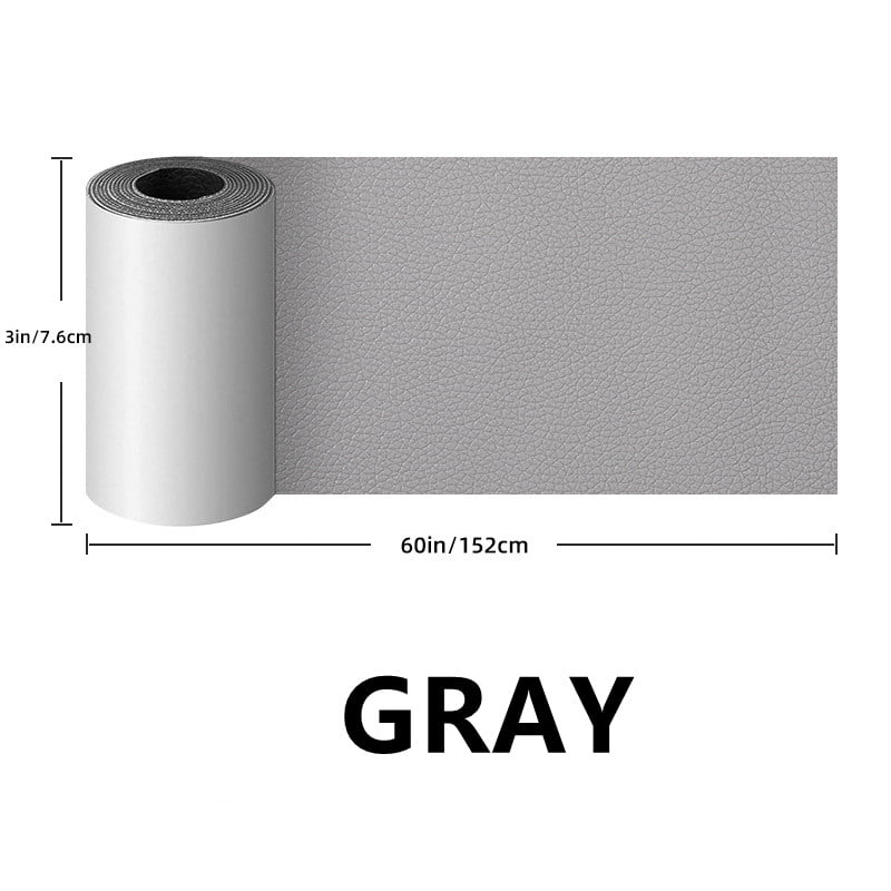 Gray Sofa Leather Repair Patch Tape 3x60 Inches Self Adhesive Patches