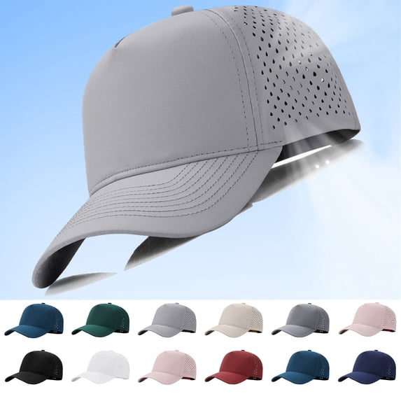 Gray Soft Brim Baseball Cap nylon Folding Outdoor Hat Long Brim UPF 50+ Sun Protection M