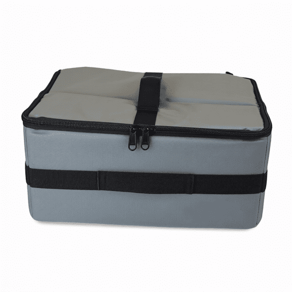 Gray Soft-Sided Storage Cube with Zipper and Strap, Portable Organizer Bag for Truck Bed, RV, and Outdoor Gear