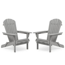 Gray Solid Cedar Wood Adirondack Chair Set of 2, Folding Patio Lounge Chairs for Garden, Backyard, Poolside - 31"L X 28"W X 36"H, 220Lbs Capacity