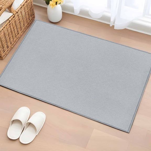 Gray Solid Color 2'x3' Washable Rug, Modern Minimalist Pure Color Non-Slip Soft Doormat Area Rugs for Entrance Bathroom Bedsides, Front Doormat Carpet for Kitchen Bedroom, Entryway Floor Mat