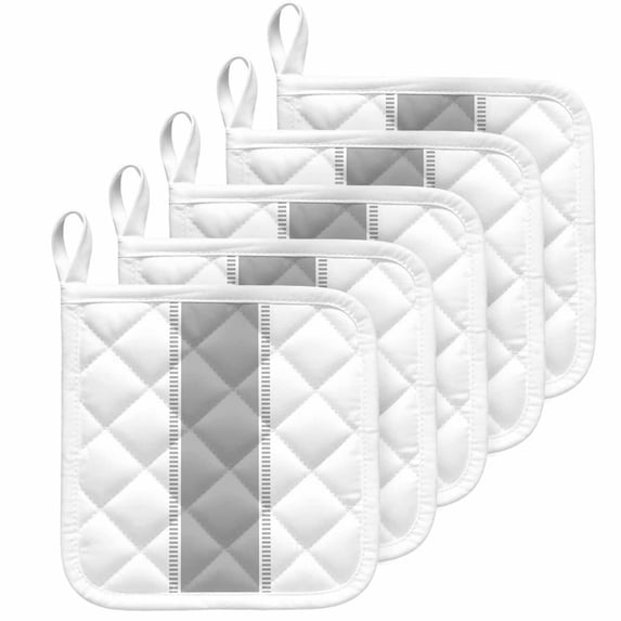 Gray Solid Color Texture Pot Holders for Kitchen Heatproof Potholder, 5 Pack Simple Grey Stripes Hot Pads Multipurpose Oven Pads Cloth Potholders Trivet for Cooking Baking