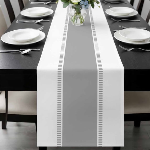Gray Solid Color Texture Table Runner 36 Inches Long, Simple Grey Stripes Kitchen Coffee Dining Table Decoration for Home Party Birthday Wedding Home Decor 13x36 Inches
