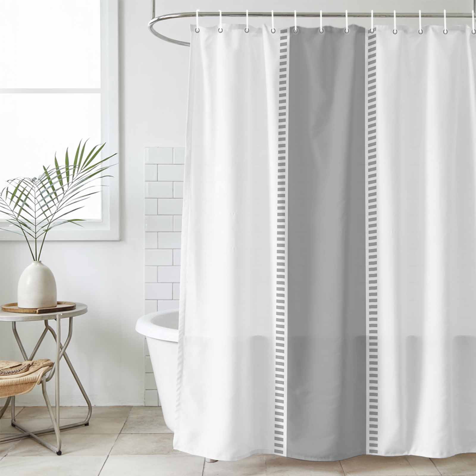 Gray Solid Color Texture Waterproof Fabric Shower Curtain,Simple Grey ...