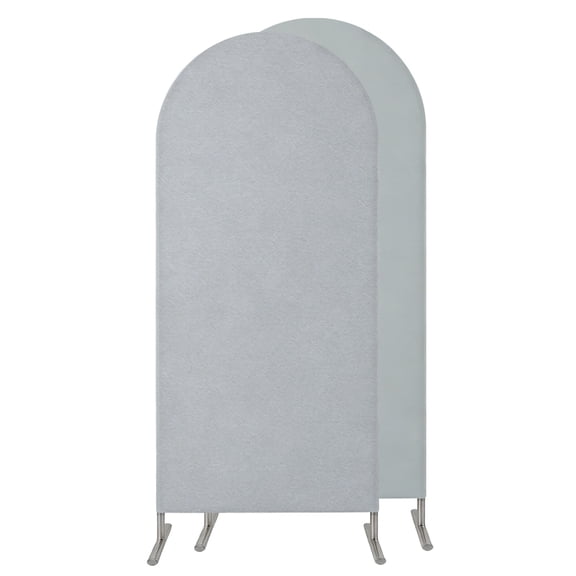 Gray Solid Color Wedding Arch Cover, Stretchy Spandex Arch Backdrop Stand Covers 6 FT, Modern Minimalist Pure Color Round Top Arched Backdrop Cover for Birthday Party Ceremony Baby Shower Event