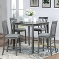 thumbnail image 1 of Gray Solid Wood 5-Piece Dining Table Set / Durable and Stylish for Dining Rooms, 1 of 6